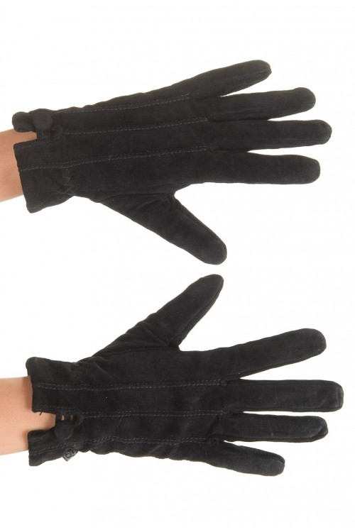 Черни дамски велурени ръкавици от естествена кожа 17.00 лв.