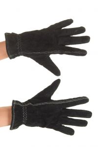 Черни велурени ръкавици от естествена кожа