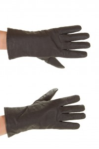 Тъмно кафяви дамски кожени ръкавици