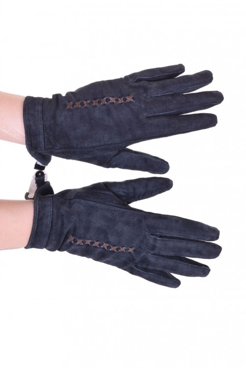 Тъмно сини дамски велурени ръкавици от естествена кожа 20.00 лв.