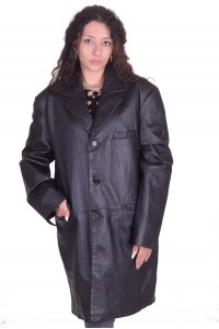 Черно дамско яке от естествена кожа