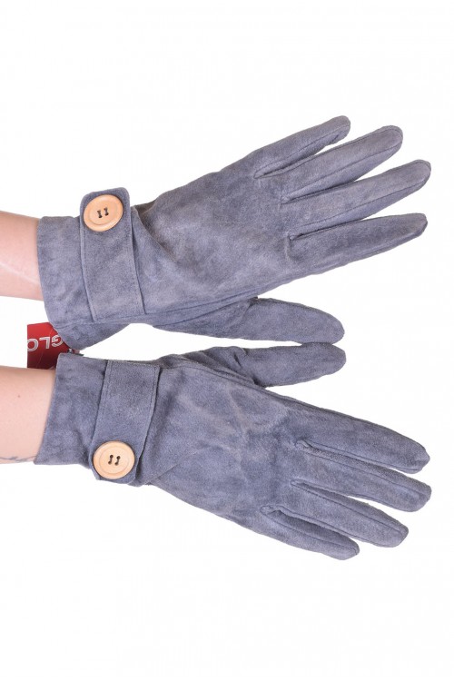 Сиви дамски велурени ръкавици от естествена кожа 18.00 лв.