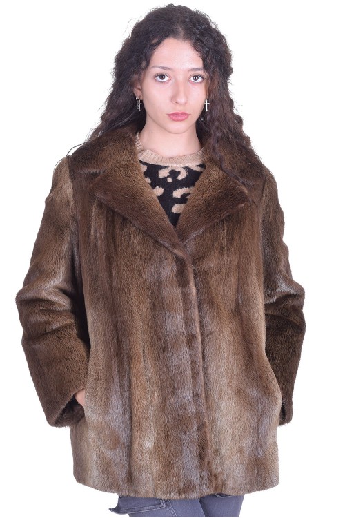 Кафяво палто от естествен косъм 127.00 лв.