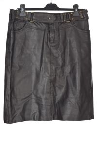 Елегантна черна пола от естествена кожа