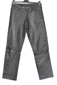 Черен мъжки панталон от естествена кожа