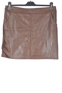 Модна кафява пола от естествена кожа