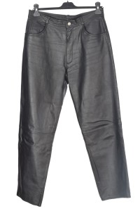 Черен дамски панталон от естествена кожа