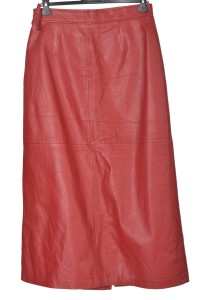 Екстравагантна червена дамски пола от естествена кожа