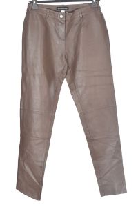 Тъмно кафяв дамски панталон от естествена кожа