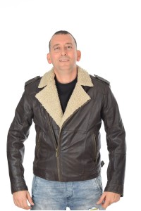 Марково тъмно кафяво яке от естествена кожа