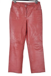 Червен дамски панталон от естествена кожа