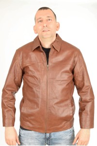 Класическо кафяво яке от естествена кожа