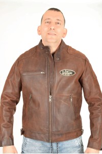 Мъжко моторджийско яке от естествена кожа