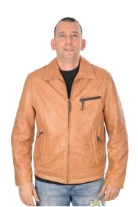 Марково бежово яке от естествена кожа