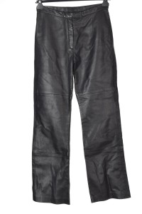 Черен дамски панталон от естествена кожа