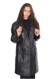 Черно дамско яке от естествена кожа