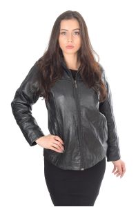 Черно дамско яке от естествена кожа